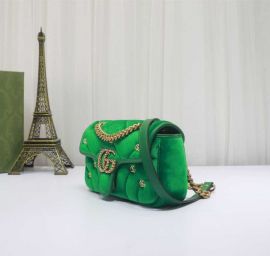 Gucci Classic GG Marmont Mini Velvet Shoulder Bag with Small Double G Studs Green 446744