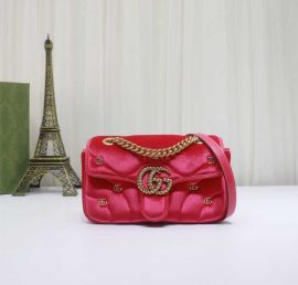 Gucci Classic GG Marmont Mini Velvet Shoulder Bag with Small Double G Studs Pink 446744