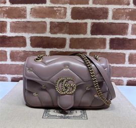 Gucci Classic GG Marmont Small Leather Shoulder Bag with Small Double G Studs Nude 443497