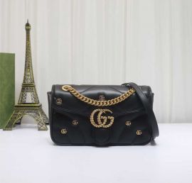 Gucci Classic GG Marmont Small Leather Shoulder Bag with Small Double G Studs Black 443497