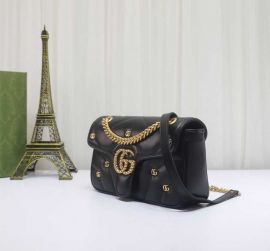 Gucci Classic GG Marmont Small Leather Shoulder Bag with Small Double G Studs Black 443497