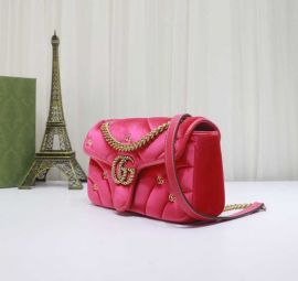 Gucci Classic GG Marmont Small Velvet Shoulder Bag with Small Double G Studs Pink 443497