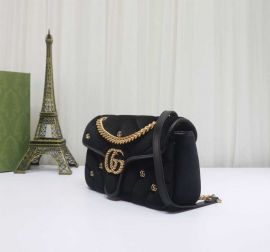 Gucci Classic GG Marmont Small Velvet Shoulder Bag with Small Double G Studs Black 443497