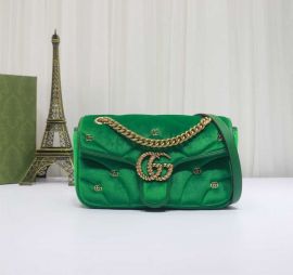 Gucci Classic GG Marmont Small Velvet Shoulder Bag with Small Double G Studs Green 443497