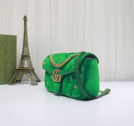 Gucci Classic GG Marmont Small Velvet Shoulder Bag with Small Double G Studs Green 443497