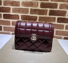 Gucci Deco Small Burgundy Leather Shoulder Bag 740834