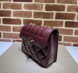 Gucci Deco Small Burgundy Leather Shoulder Bag 740834