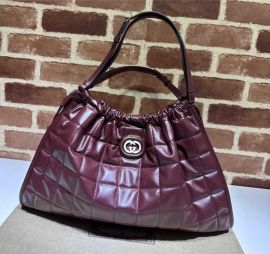 Gucci Deco Medium Tote Bag Dark Red Quilted Leather 746210