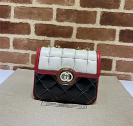 Gucci Deco Mini Shoulder Bag White Black Leather 741457