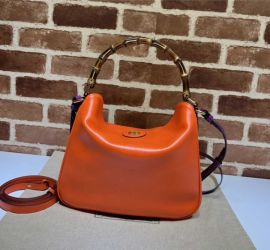 Gucci Diana Medium Shoulder Bag with Bamboo Handle Orange Leather 746124