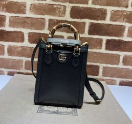 Gucci Diana Mini Tote Bag with Bamboo Handle Black Leather 739079