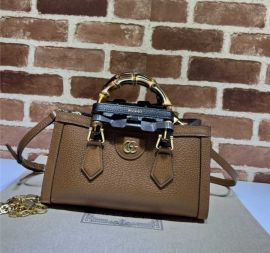 Gucci Diana Small Shoulder Bag with Bamboo Handle Brown Leather 735153