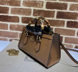 Gucci Diana Small Shoulder Bag with Bamboo Handle Brown Leather 735153