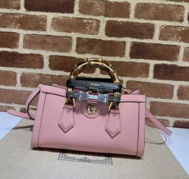 Gucci Diana Small Shoulder Bag with Bamboo Handle Pink Leather 735153
