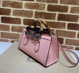 Gucci Diana Small Shoulder Bag with Bamboo Handle Pink Leather 735153