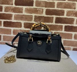 Gucci Diana Small Shoulder Bag with Bamboo Handle Black Leather 735153