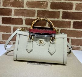 Gucci Diana Small Shoulder Bag with Bamboo Handle White Leather 735153