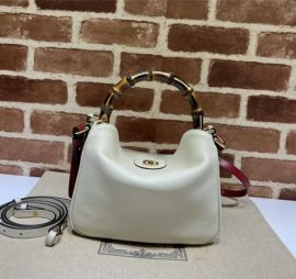Gucci Diana Small Shoulder Bag with Bamboo Handle White Leather 746251