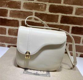 Gucci Equestrian Inspired Shoulder Bag Off White Leather 740988