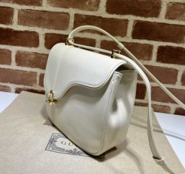 Gucci Equestrian Inspired Shoulder Bag Off White Leather 740988