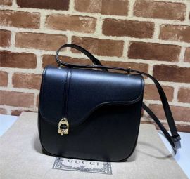 Gucci Equestrian Inspired Shoulder Bag Black Leather 740988