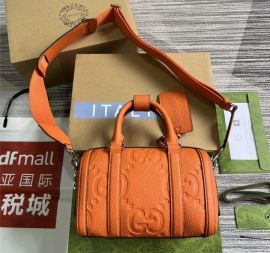 Gucci Orange Jumbo GG Embossed Leather Duffle Shoulder 725292