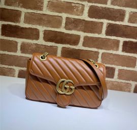 Gucci GG Marmont Small Shoulder Brown Matelasse Leather Bag 443497