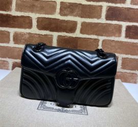Gucci GG Marmont Small Shoulder So Black Matelasse Leather Bag 443497