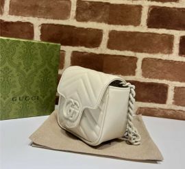 Gucci GG Marmont White Leather Belt Bag with Chain 739599