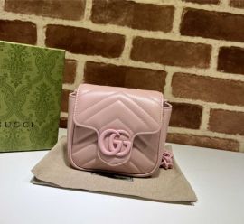 Gucci GG Marmont Pink Leather Belt Bag with Chain 739599