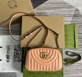 Gucci GG Marmont Matelasse Round Leather Shoulder Bag Peach 447632