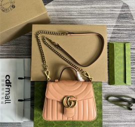 Gucci GG Marmont Mini Matelasse Round Leather Top Handle Bag Peach 547260