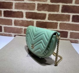 Gucci GG Marmont Matelasse Leather Chain Mini Shoulder Crossbody Bag Light Green 746431