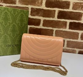 Gucci GG Marmont Matelasse Leather Mini Chain Shoulder Bag Peach Pink 474575