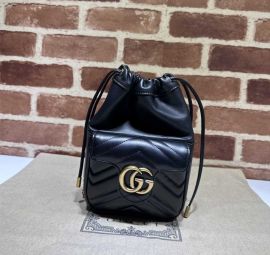Gucci Black Leather GG Marmont Mini Bucket Bag 746433