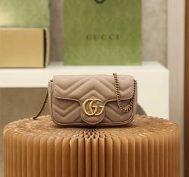 Gucci GG Marmont Matelasse Leather Super Mini Chain Shoulder Bag Nude 476433