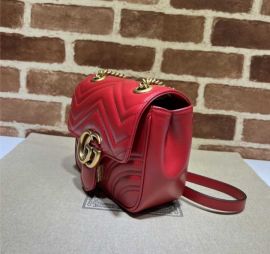 Gucci GG Marmont Mini Shoulder Bag Red Matelasse Leather 739682