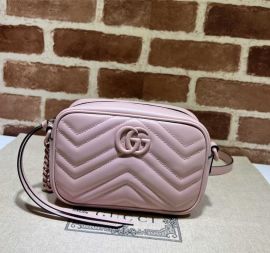 Gucci Light Pink Matelasse Chevron Leather GG Marmont Mini Shoulder Bag 634936
