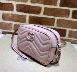 Gucci Light Pink Matelasse Chevron Leather GG Marmont Mini Shoulder Bag 634936