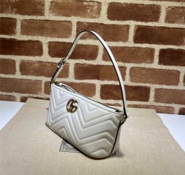 Gucci White Matelasse GG Marmont Shoulder Bag Chevron Leather 739166