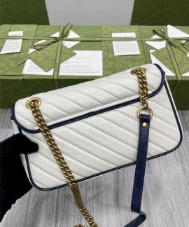 Gucci GG Marmont Matelasse Leather Medium Shoulder Bag White 443497