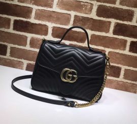 Gucci GG Marmont Small Top Handle Bag Black Matelasse Leather 498110