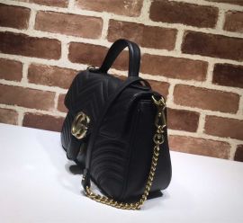 Gucci GG Marmont Small Top Handle Bag Black Matelasse Leather 498110