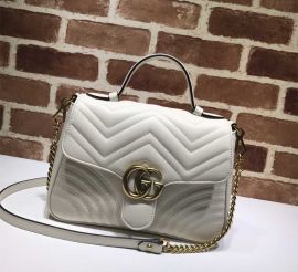 Gucci GG Marmont Small Top Handle Bag White Matelasse Leather 498110