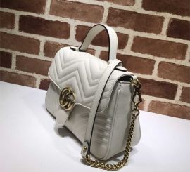 Gucci GG Marmont Small Top Handle Bag White Matelasse Leather 498110