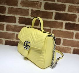 Gucci GG Marmont Small Top Handle Bag Yellow Matelasse Leather 498110