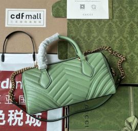Gucci Green Matelasse Chevron GG Marmont Small Top Handle Bag Leather 746319