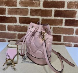 Gucci Pink GG Matelasse Leather Bucket Bag 728231