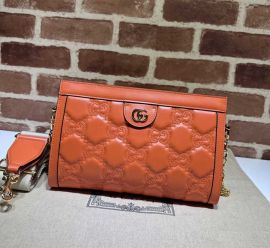 Gucci GG Matelasse Leather Chain Shoulder Bag Orange GG Matelasse Leather 702200