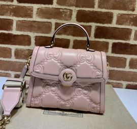 Gucci GG Matelasse Leather Handlbag Shoulder Bag Pink 736877